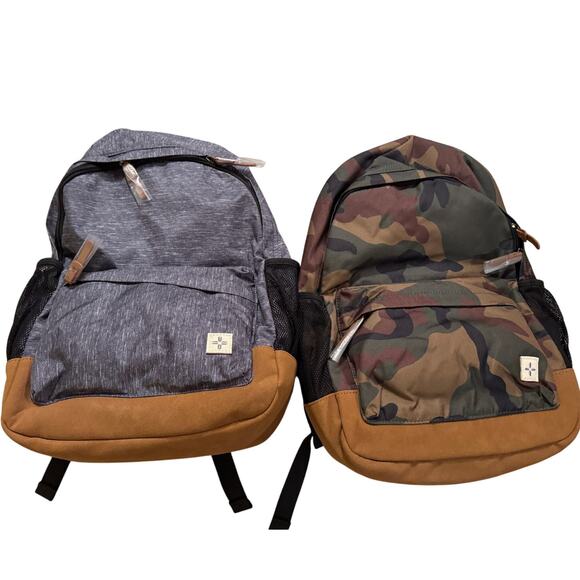 Sun Stone Mens Riley Heathered Backpack Bag Grey Heather or Camo - Picture 1 of 8